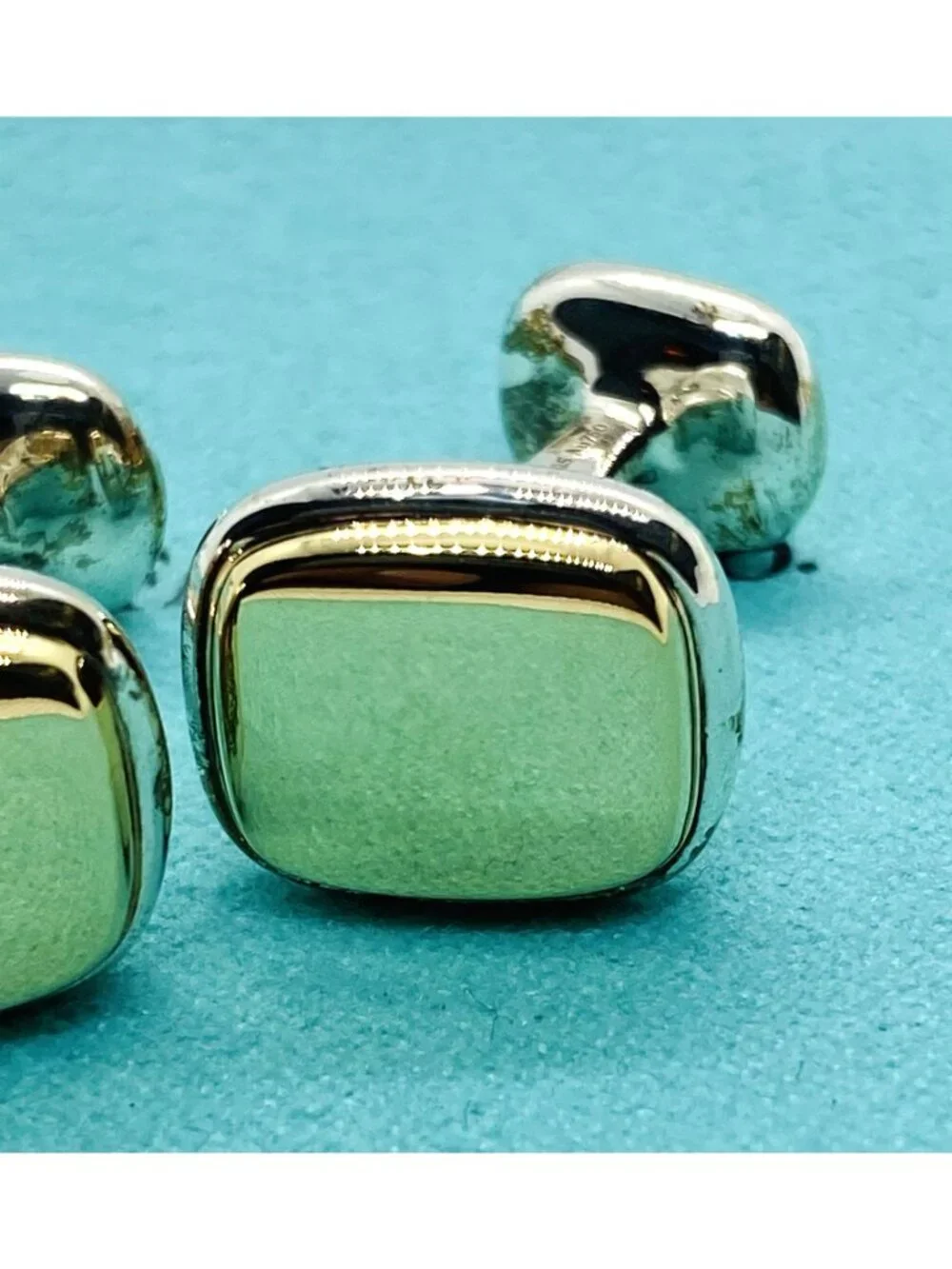 Tiffany & Co Sterling Silver 925 18K Cushion Cufflinks